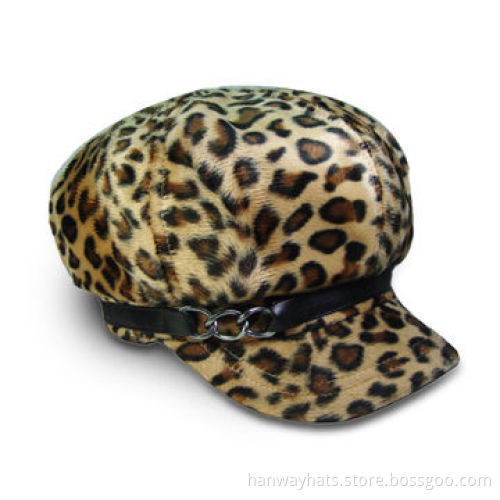 Ladies' Fashionable Newsboy Hat, Leopard Printed Fabric, Suitable for Winter